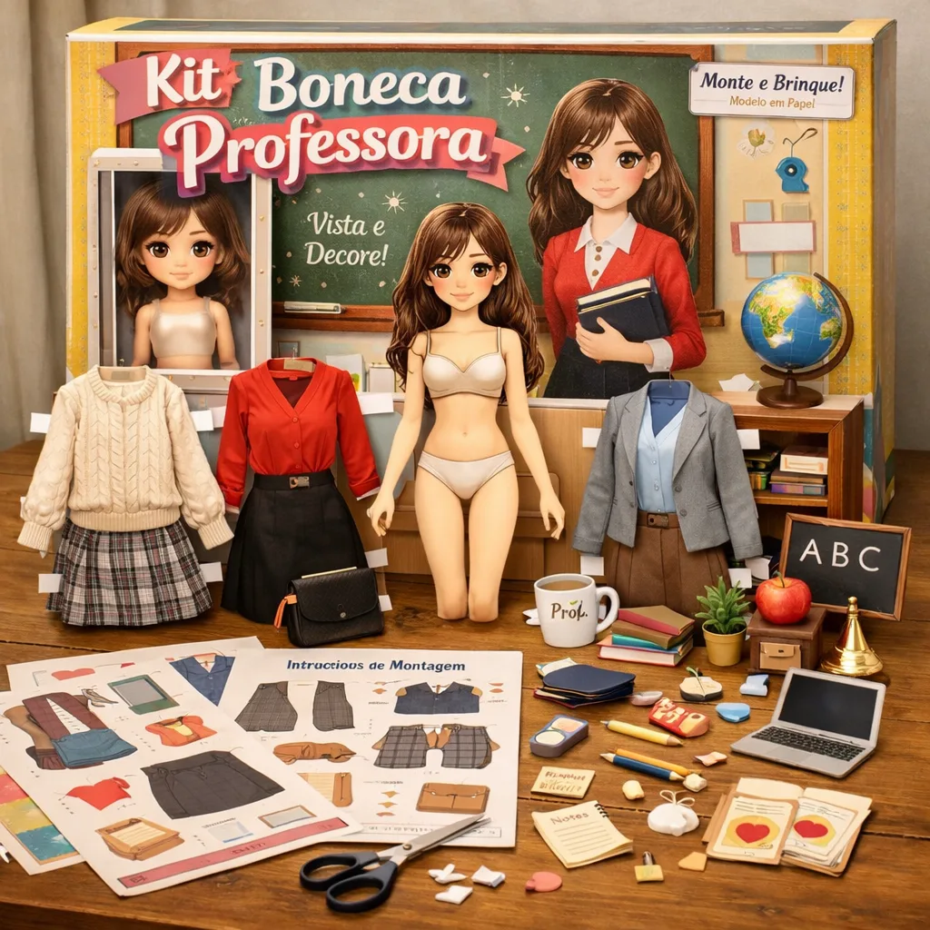 Bônus Boneca Professora de papel para imprimir